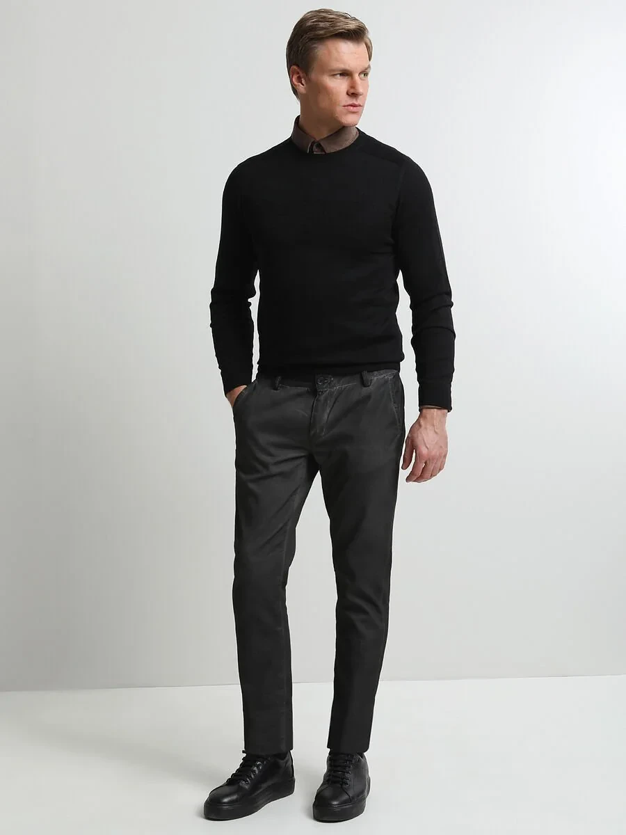 Antrasit Dokuma Fitted Fit Casual Pamuk Karışımlı Pantolon - 2