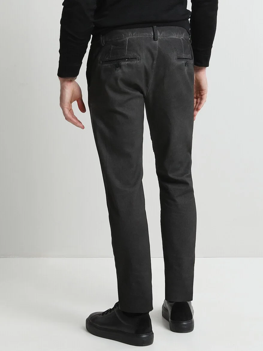 Antrasit Dokuma Fitted Fit Casual Pamuk Karışımlı Pantolon - 4