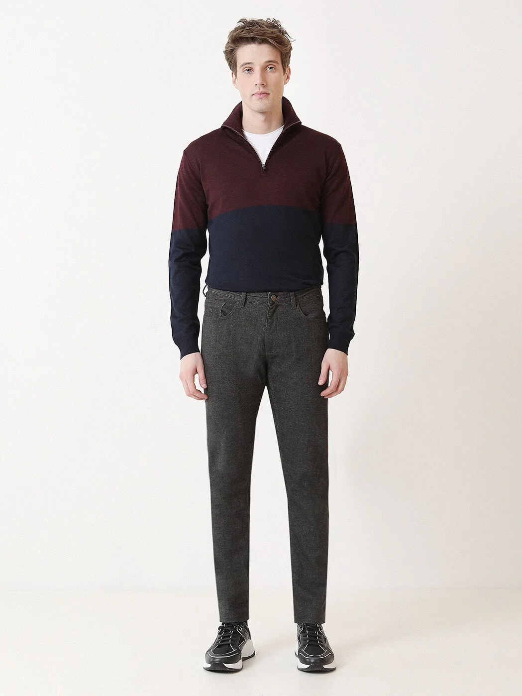 Antrasit Dokuma Slim Fit Casual Pamuk Karışımlı Pantolon - 2