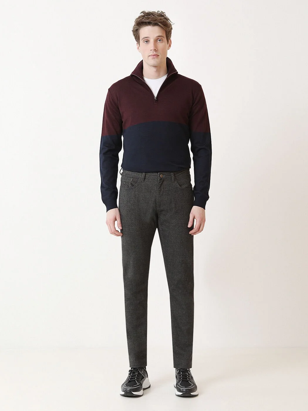 Antrasit Dokuma Slim Fit Casual Pamuk Karışımlı Pantolon - 2