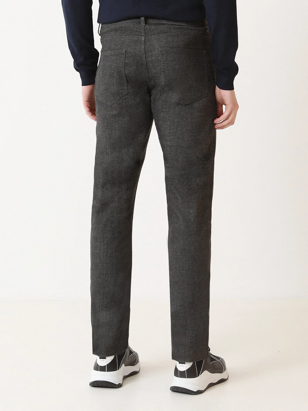 Antrasit Dokuma Slim Fit Casual Pamuk Karışımlı Pantolon - 4