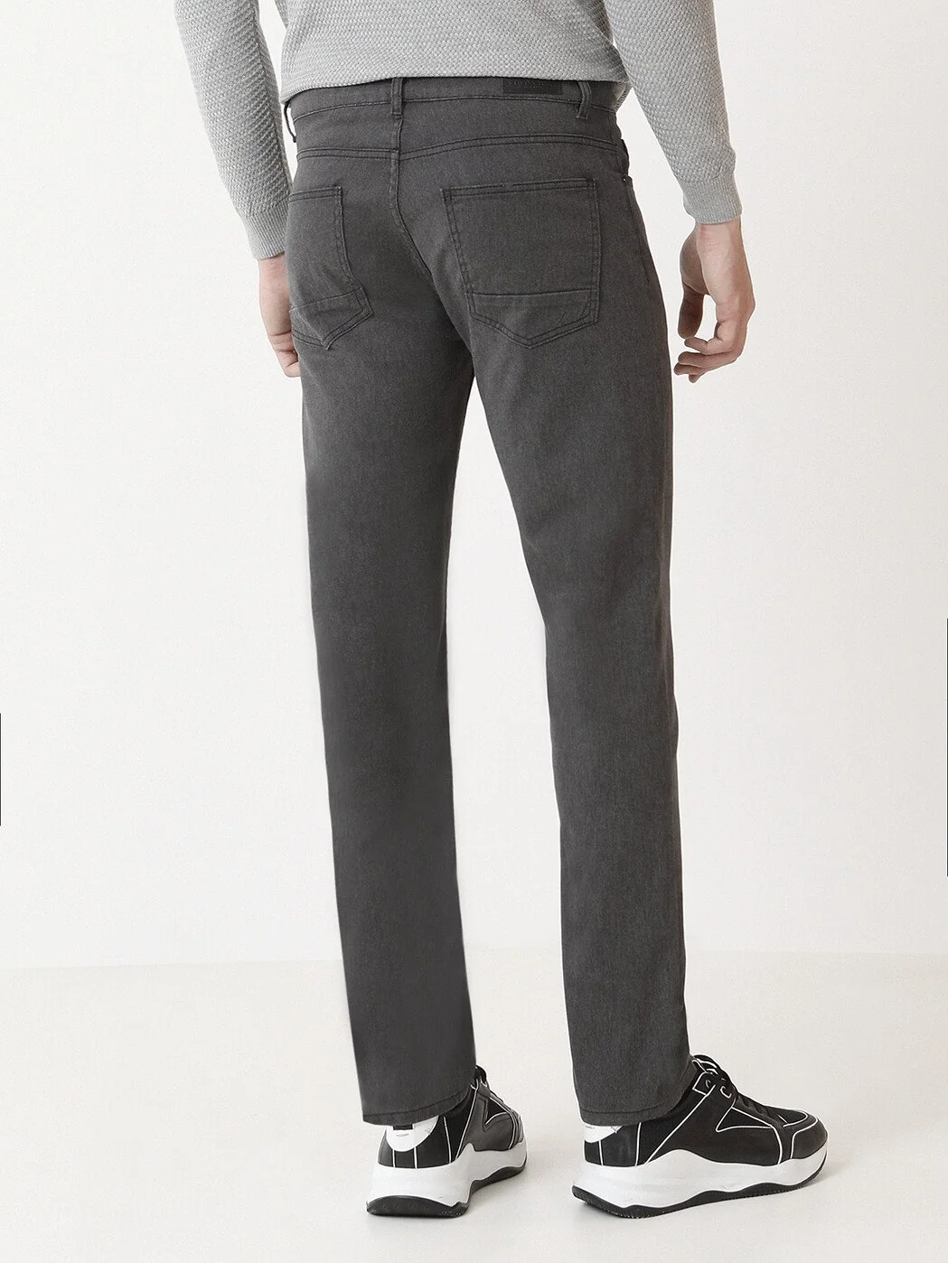 Antrasit Dokuma Slim Fit Casual Pamuk Karışımlı Pantolon - 4