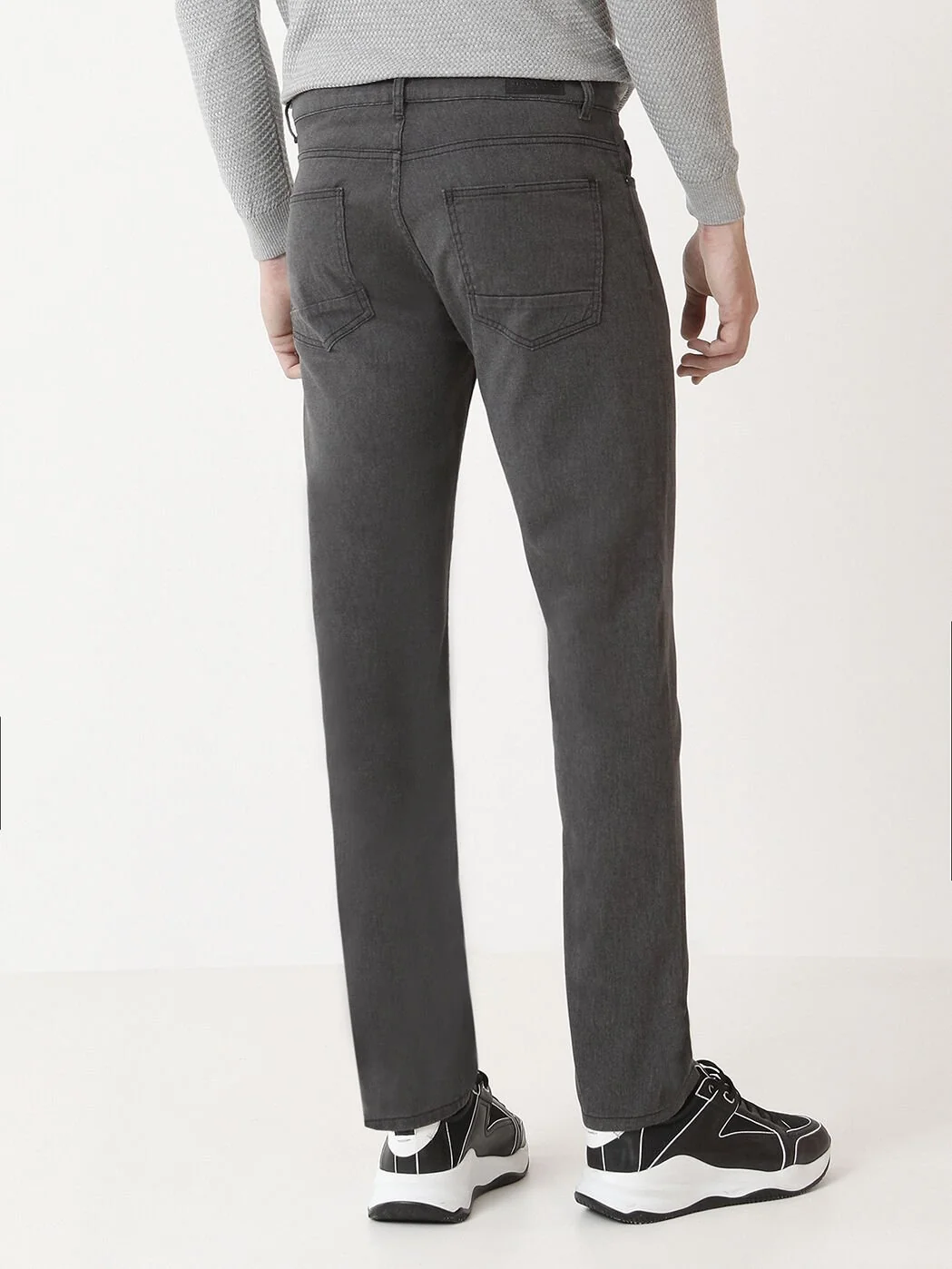 Antrasit Dokuma Slim Fit Casual Pamuk Karışımlı Pantolon - 4