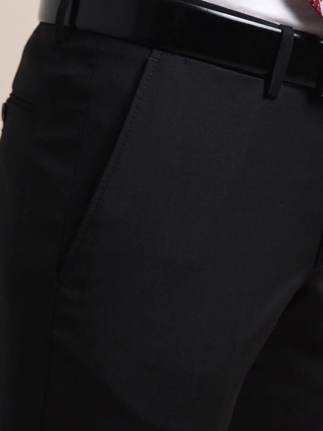 Antrasit Düz Dokuma Fitted Fit Klasik Yün Karışımlı Pantolon - 3