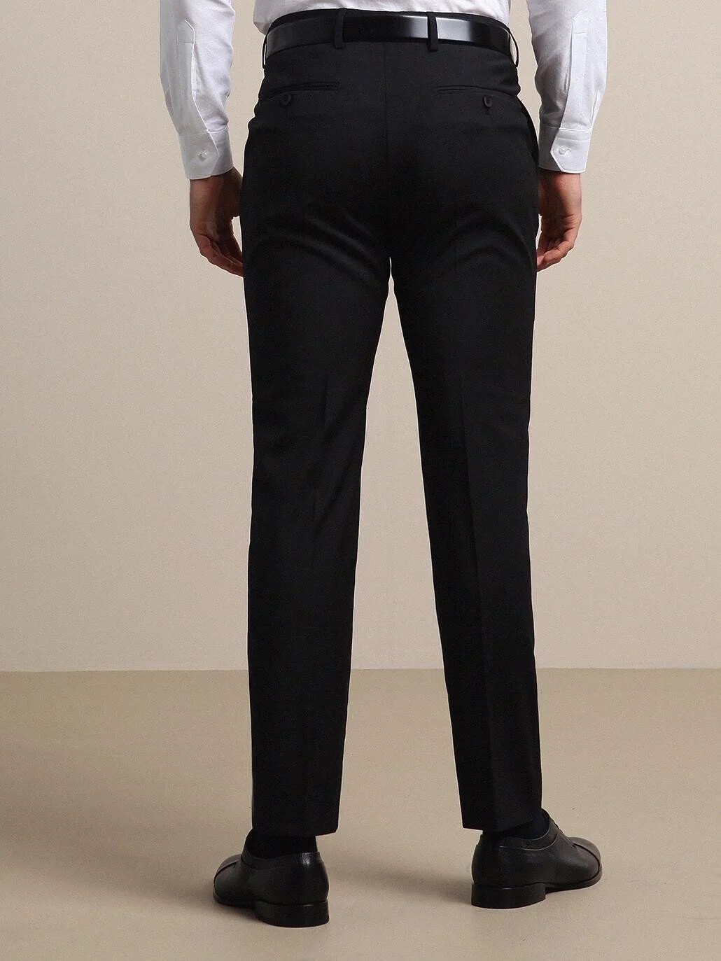 Antrasit Düz Dokuma Fitted Fit Klasik Yün Karışımlı Pantolon - 5