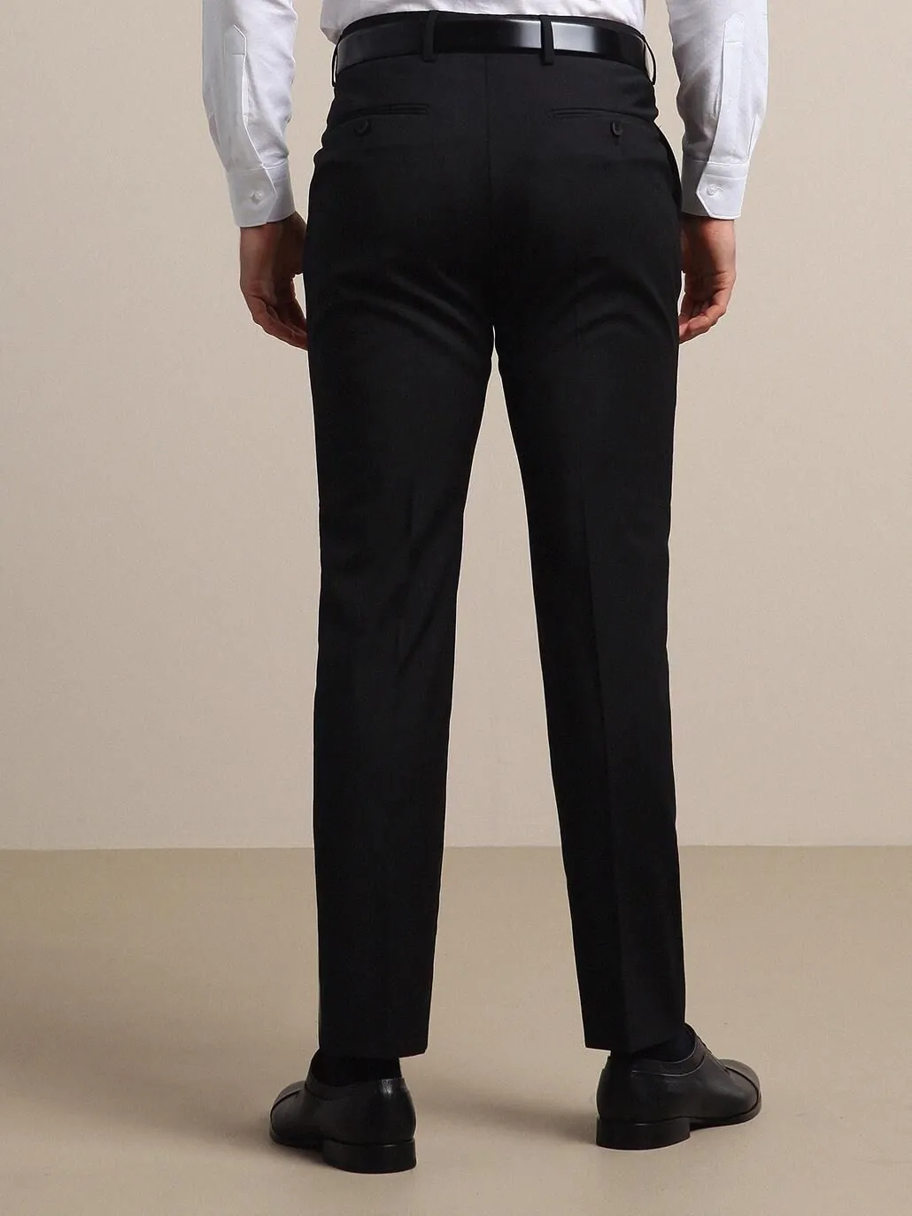 Antrasit Düz Dokuma Fitted Fit Klasik Yün Karışımlı Pantolon - 5