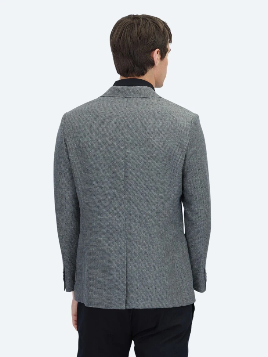 Antrasit Düz Modern Fit Yün Karışımlı Ceket - 5