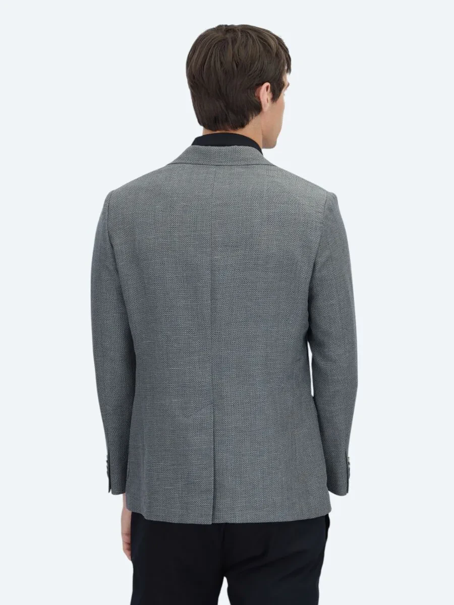 Antrasit Düz Modern Fit Yün Karışımlı Ceket - 5