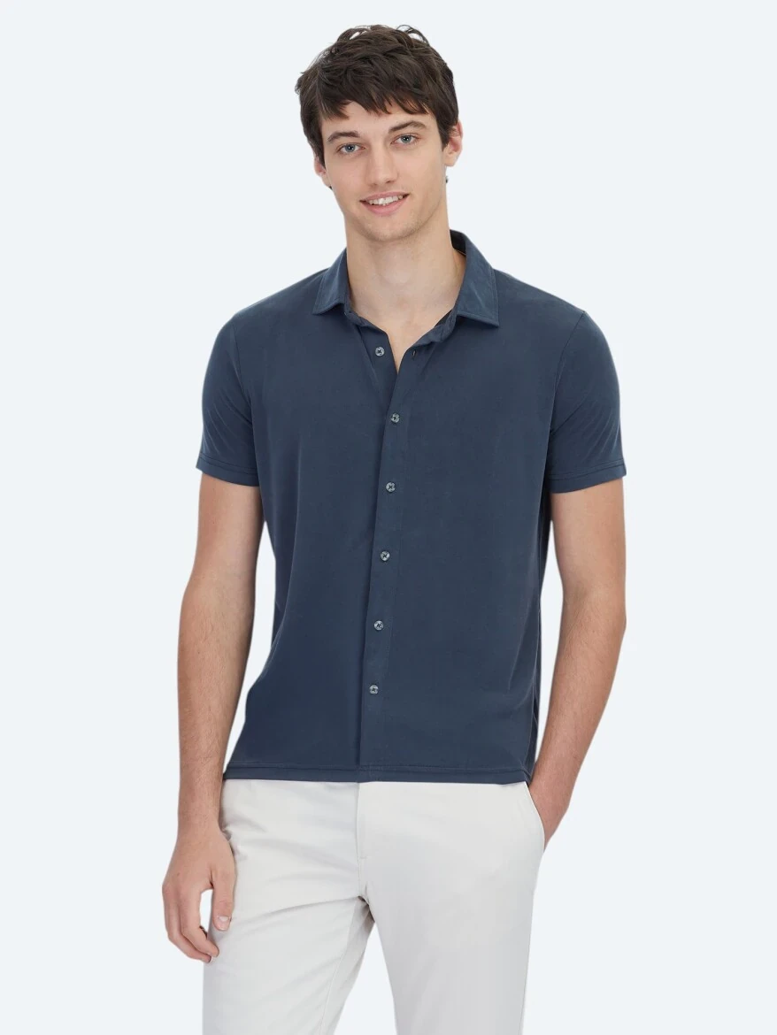 Antrasit Düz Regular Fit Casual Gömlek - 1
