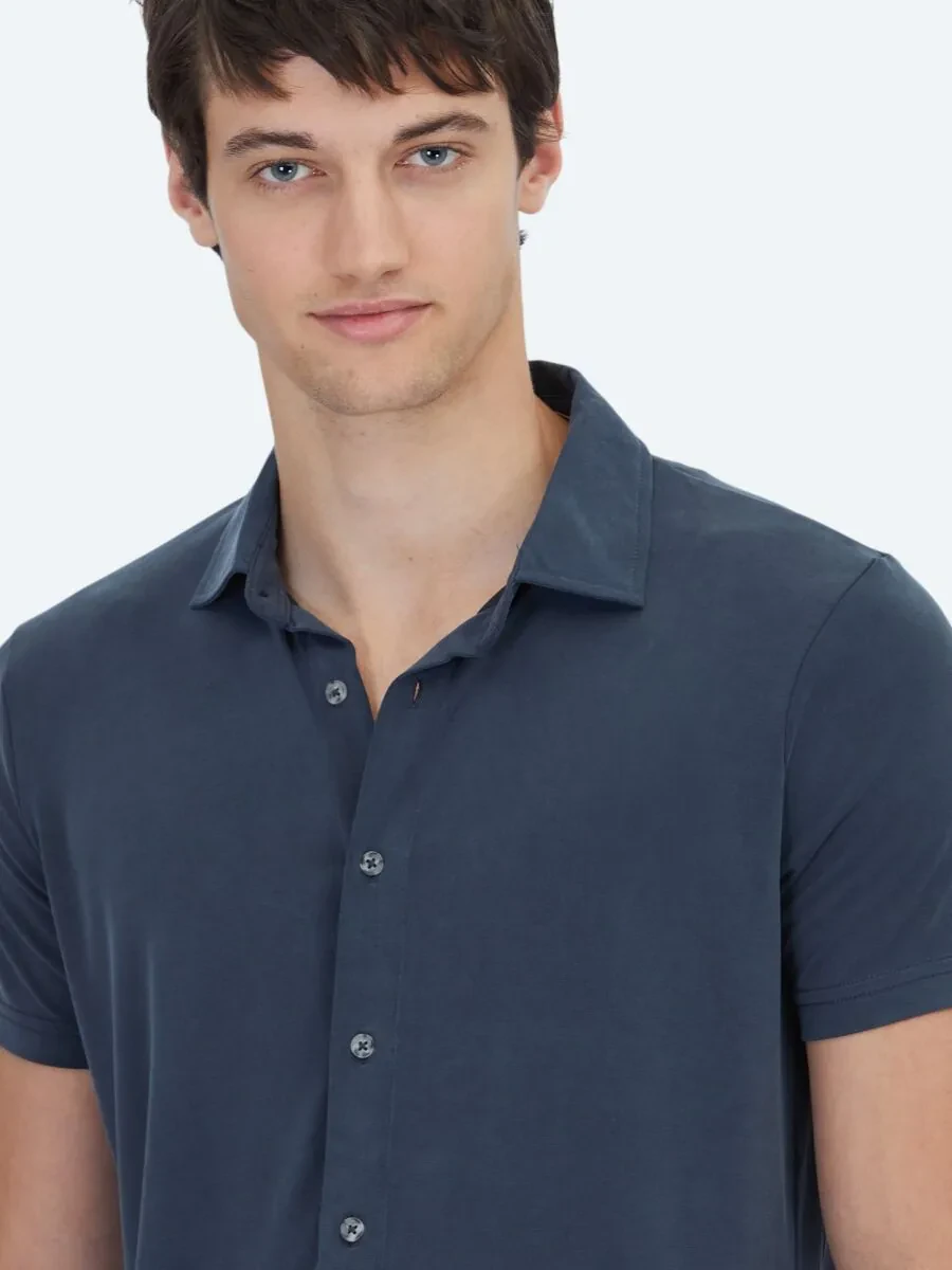 Antrasit Düz Regular Fit Casual Gömlek - 3