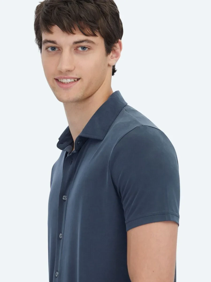 Antrasit Düz Regular Fit Casual Gömlek - 4