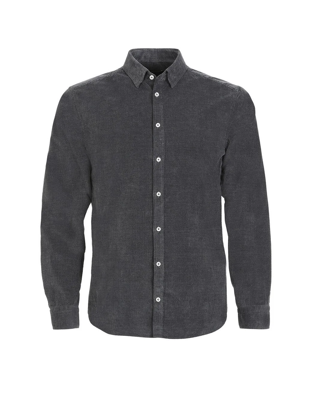 Antrasit Fitilli Regular Fit Dokuma Kadife Casual %100 Pamuk Gömlek - 6