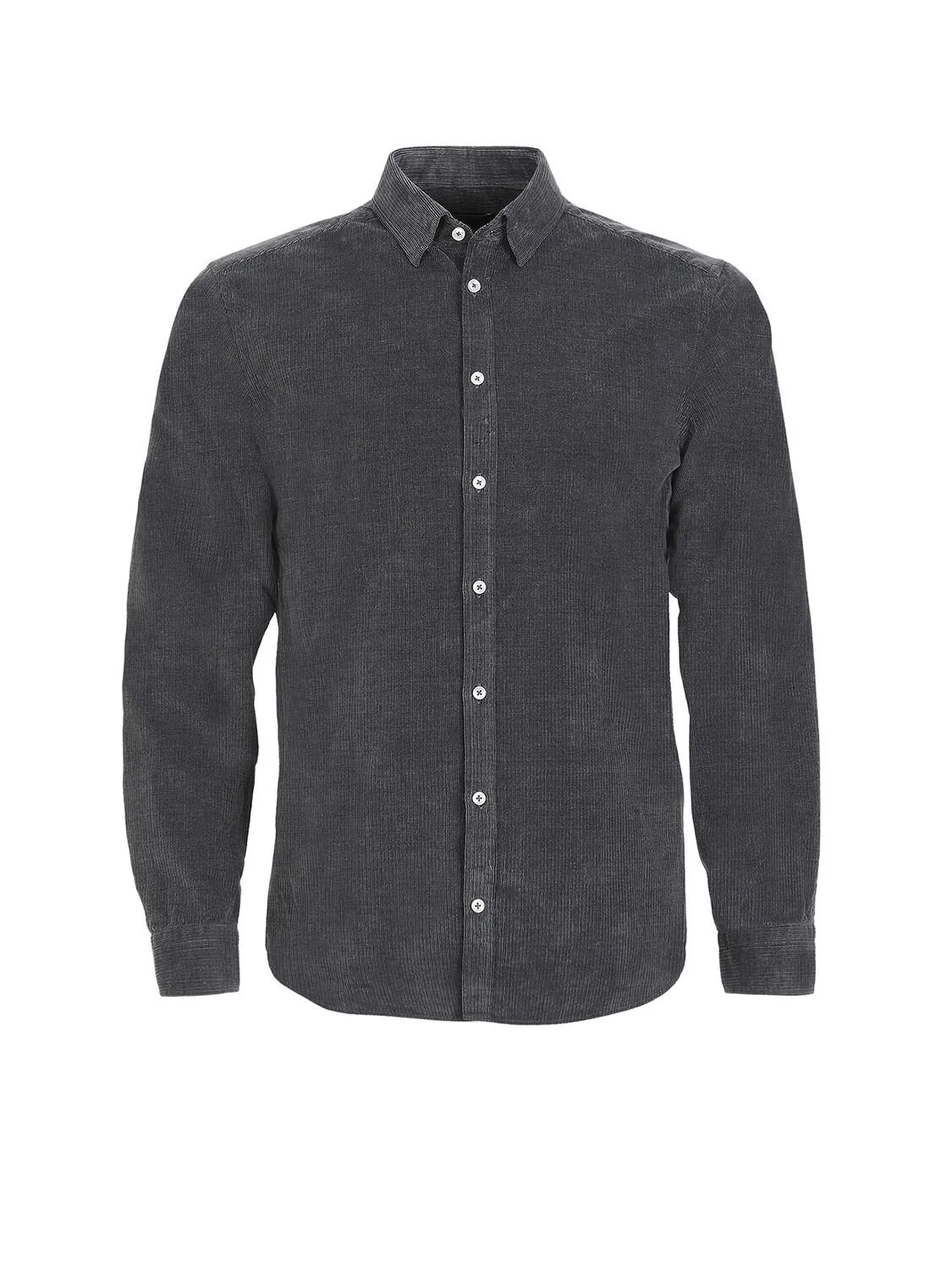 Antrasit Fitilli Regular Fit Dokuma Kadife Casual %100 Pamuk Gömlek - 6