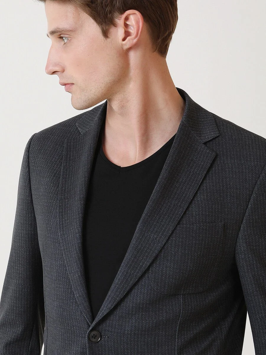 Antrasit Mikro Modern Fit Örme Takım Elbise - 4