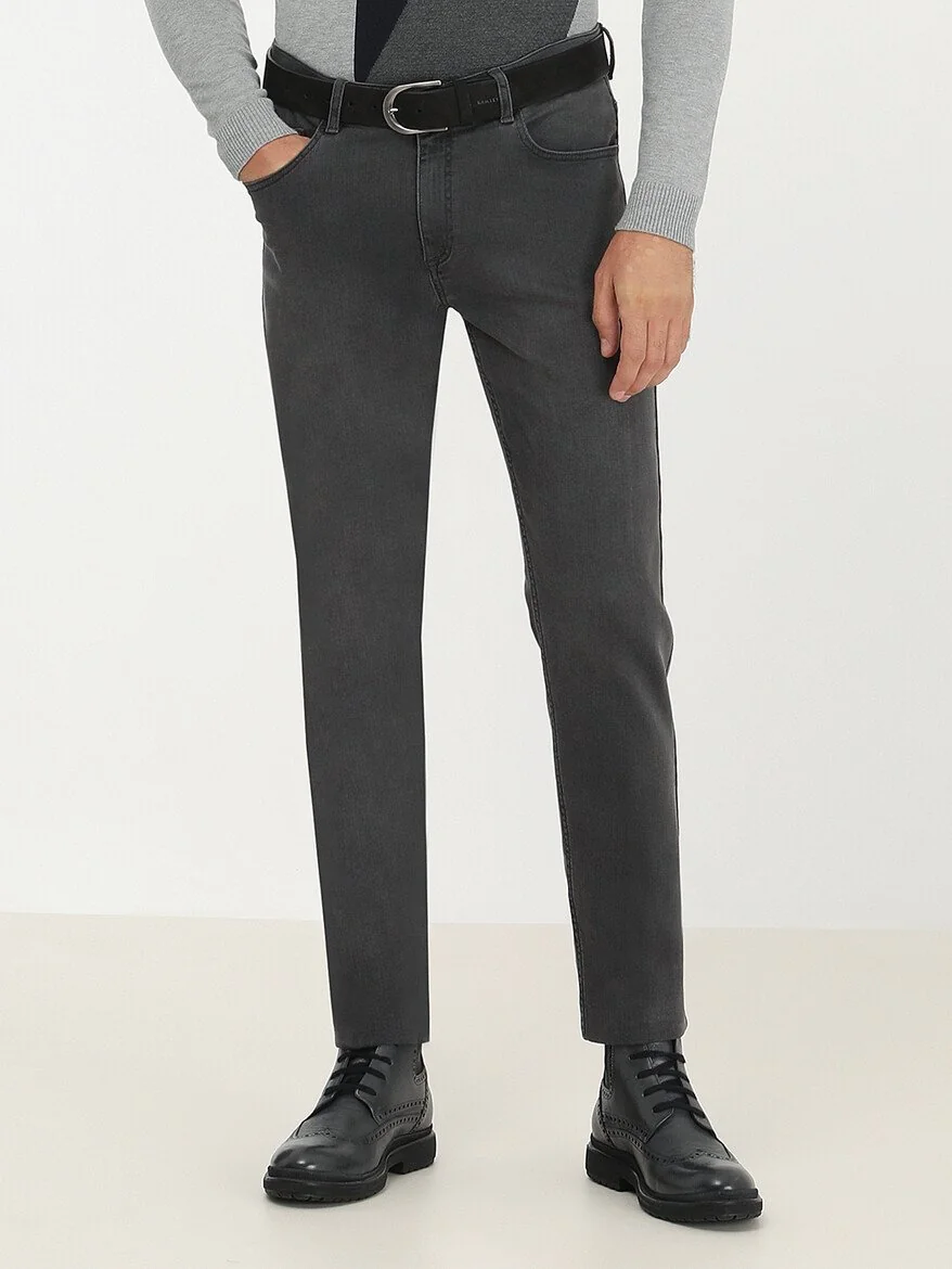Antrasit Slim Fit Denim Pamuk Karışımlı Pantolon - 1