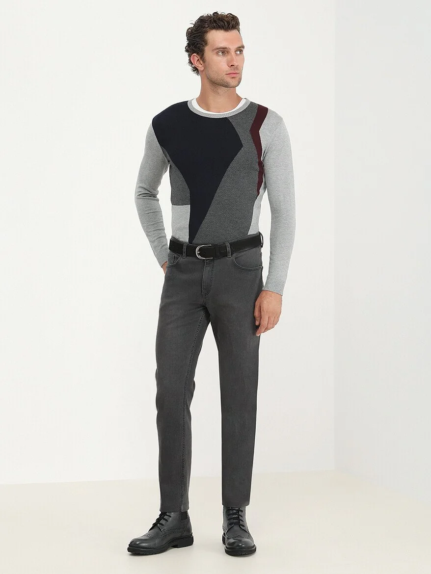 Antrasit Slim Fit Denim Pamuk Karışımlı Pantolon - 2