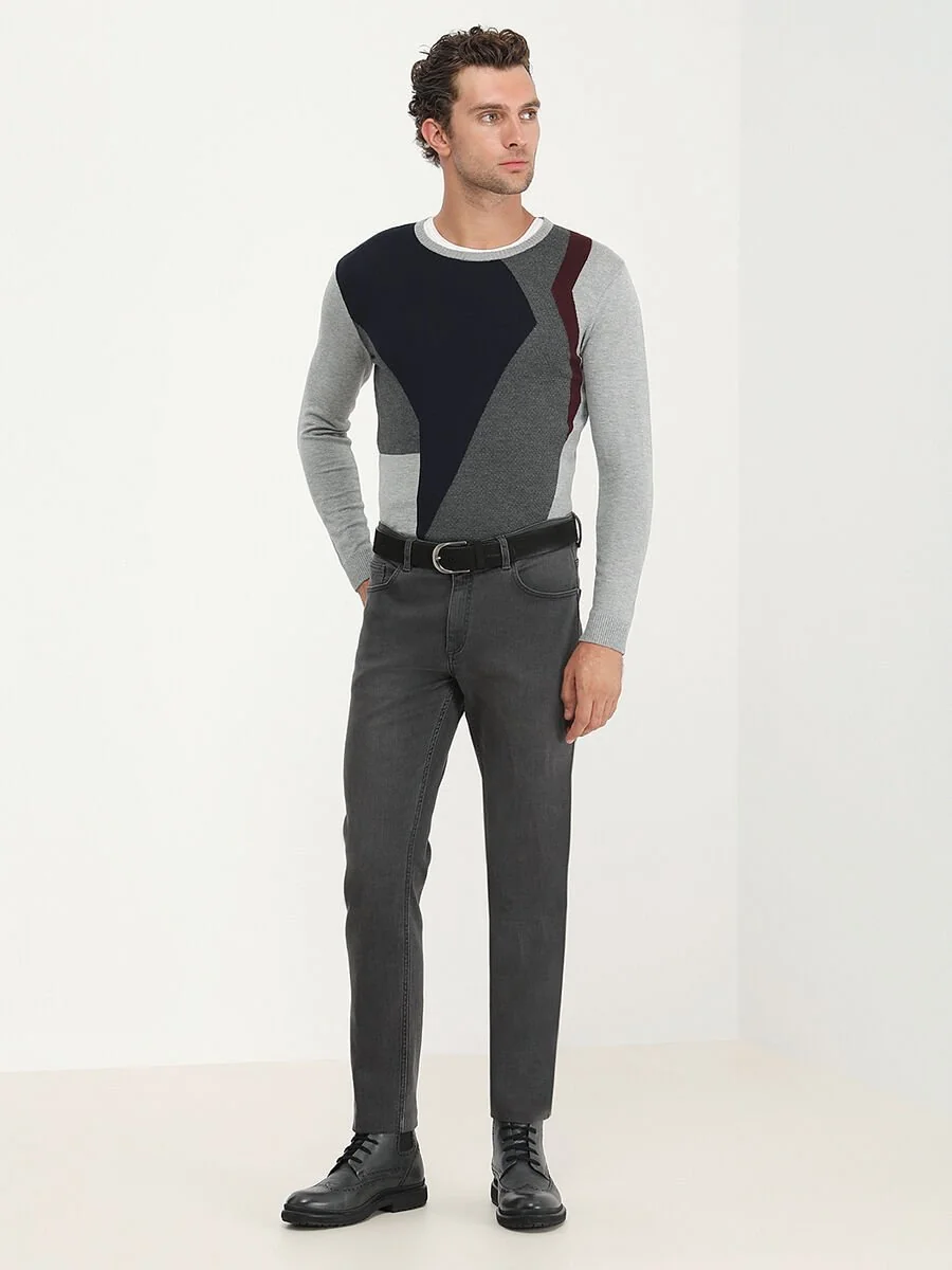 Antrasit Slim Fit Denim Pamuk Karışımlı Pantolon - 2