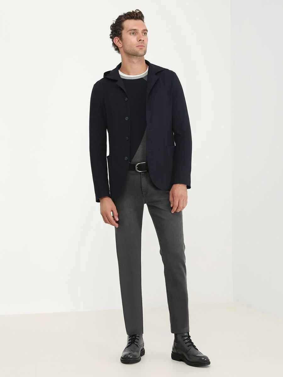 Antrasit Slim Fit Denim Pamuk Karışımlı Pantolon - 3