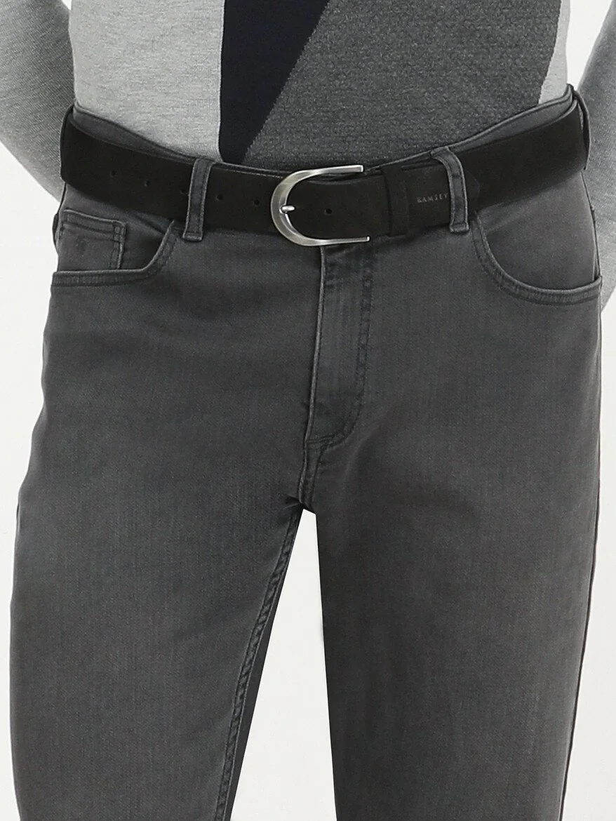 Antrasit Slim Fit Denim Pamuk Karışımlı Pantolon - 4