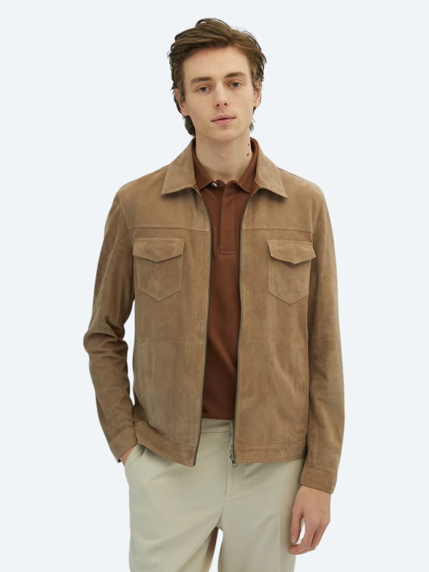 Beige Double-Sided Leather Coat - 3