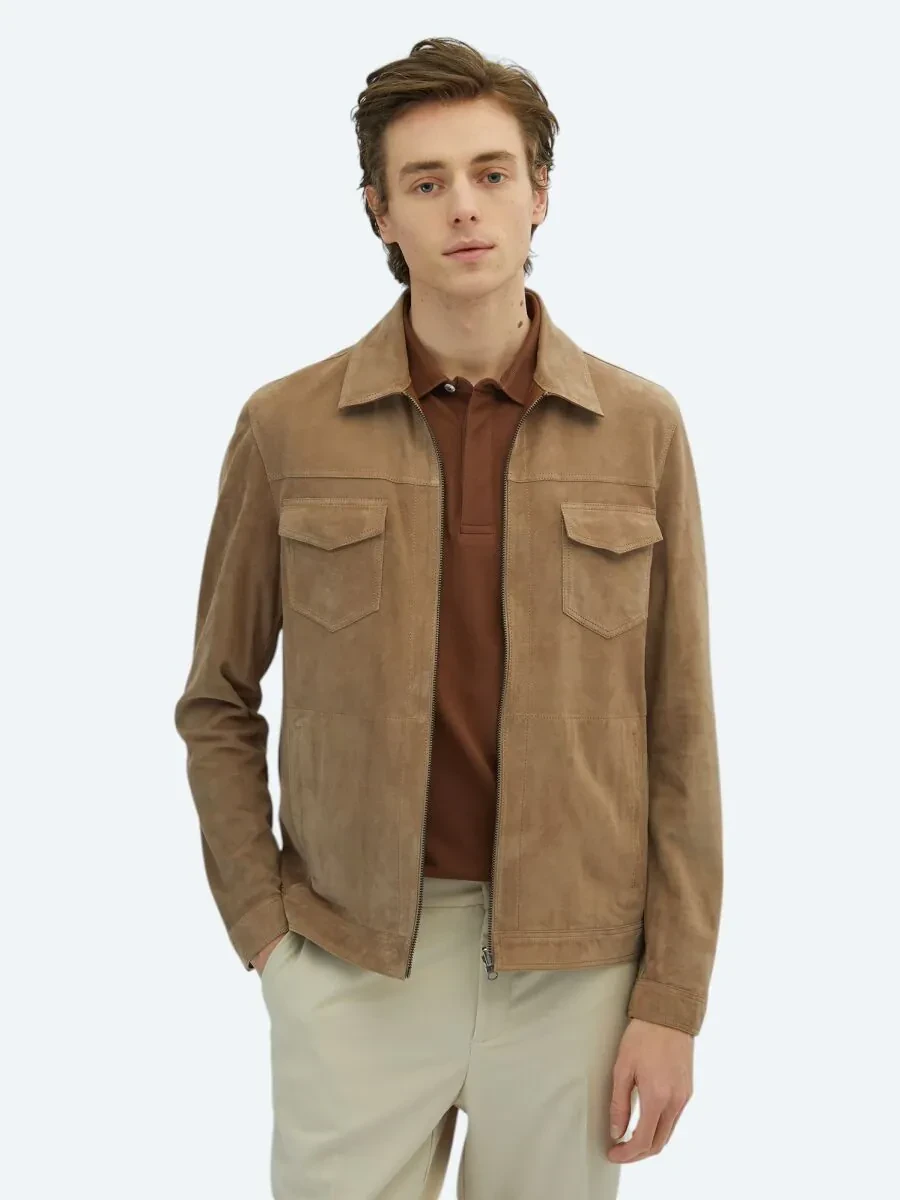 Beige Double-Sided Leather Coat - 3