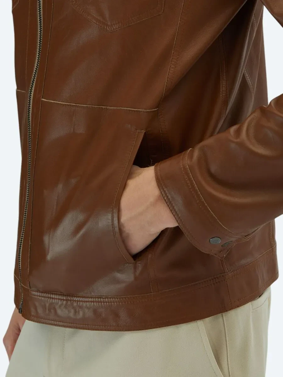 Beige Double-Sided Leather Coat - 6