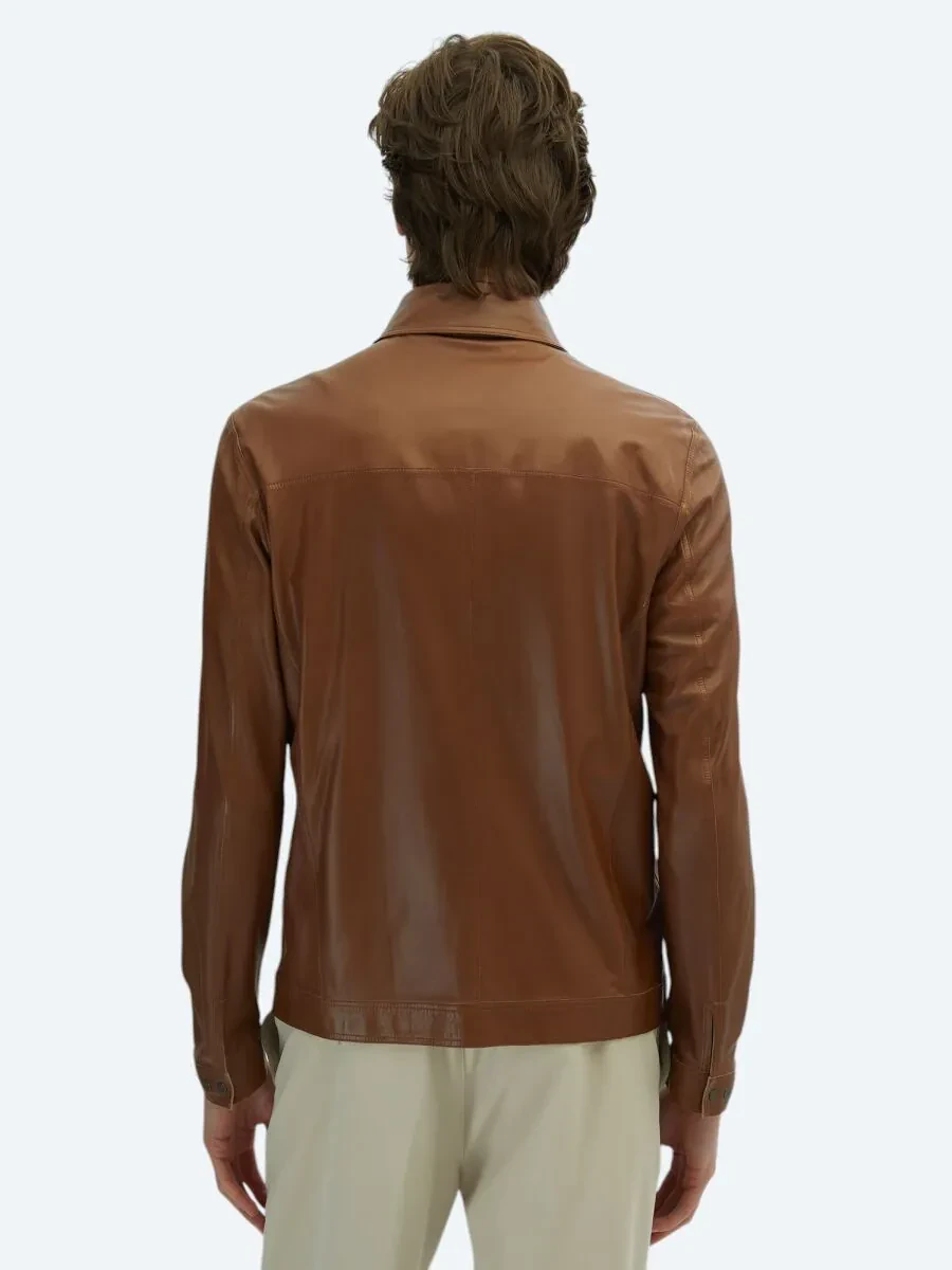 Beige Double-Sided Leather Coat - 8