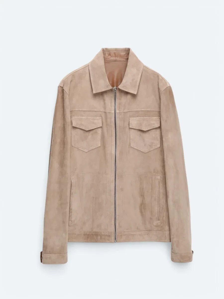 Beige Double-Sided Leather Coat - 10