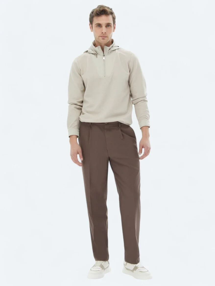 Beige Hooded Sweatshirt - 2
