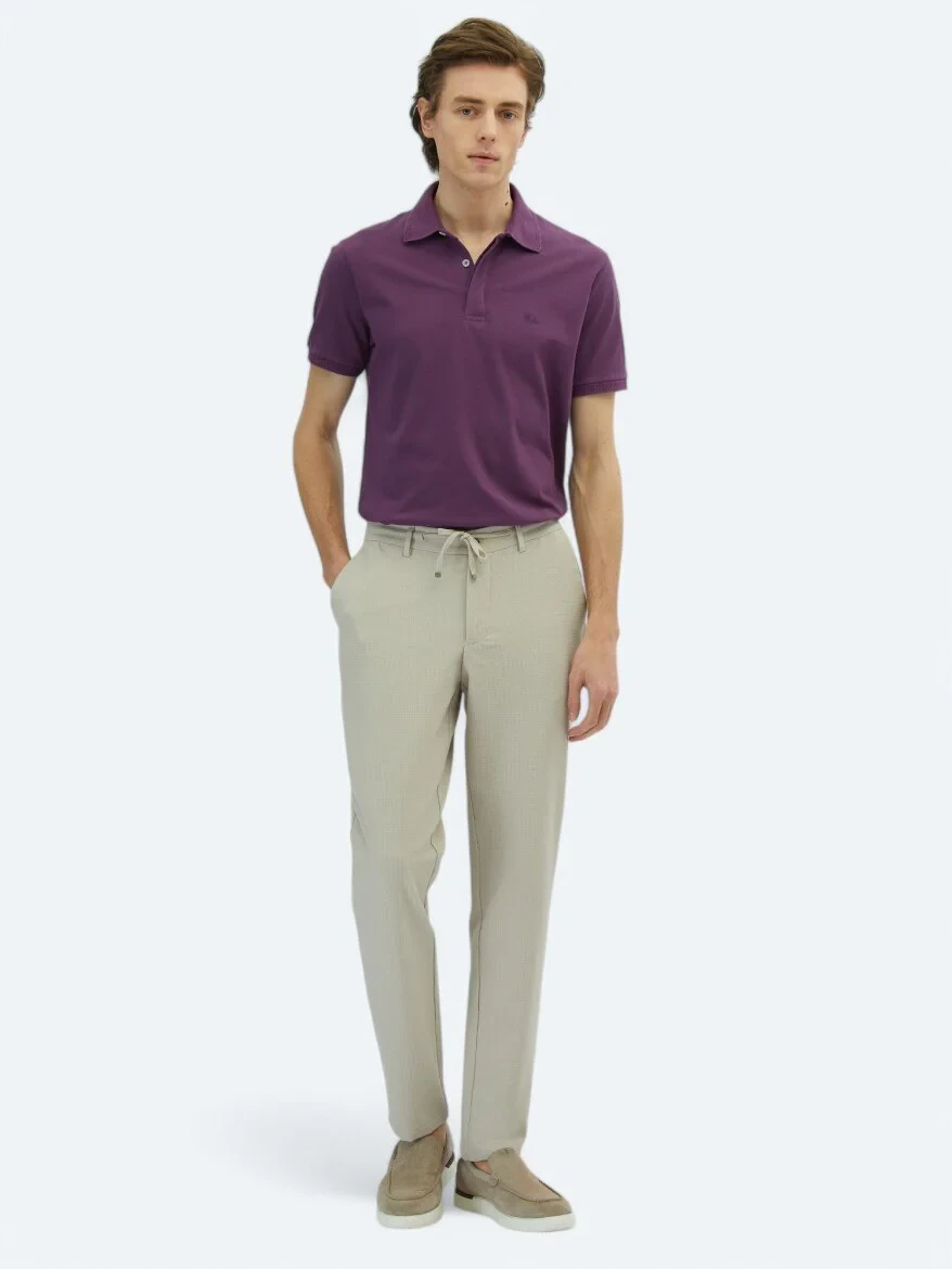 Beige Knitting Jogging Fit Casual Trousers - 1