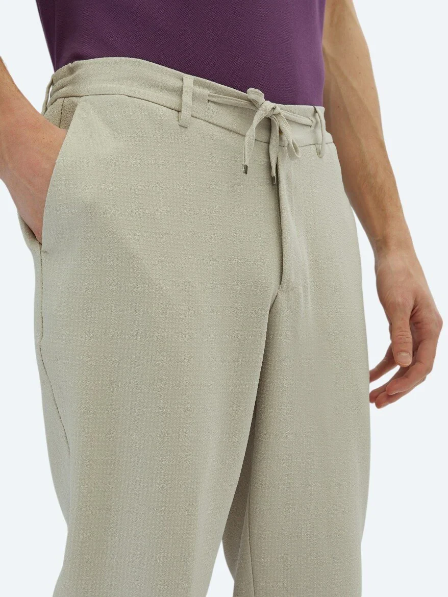 Beige Knitting Jogging Fit Casual Trousers - 3