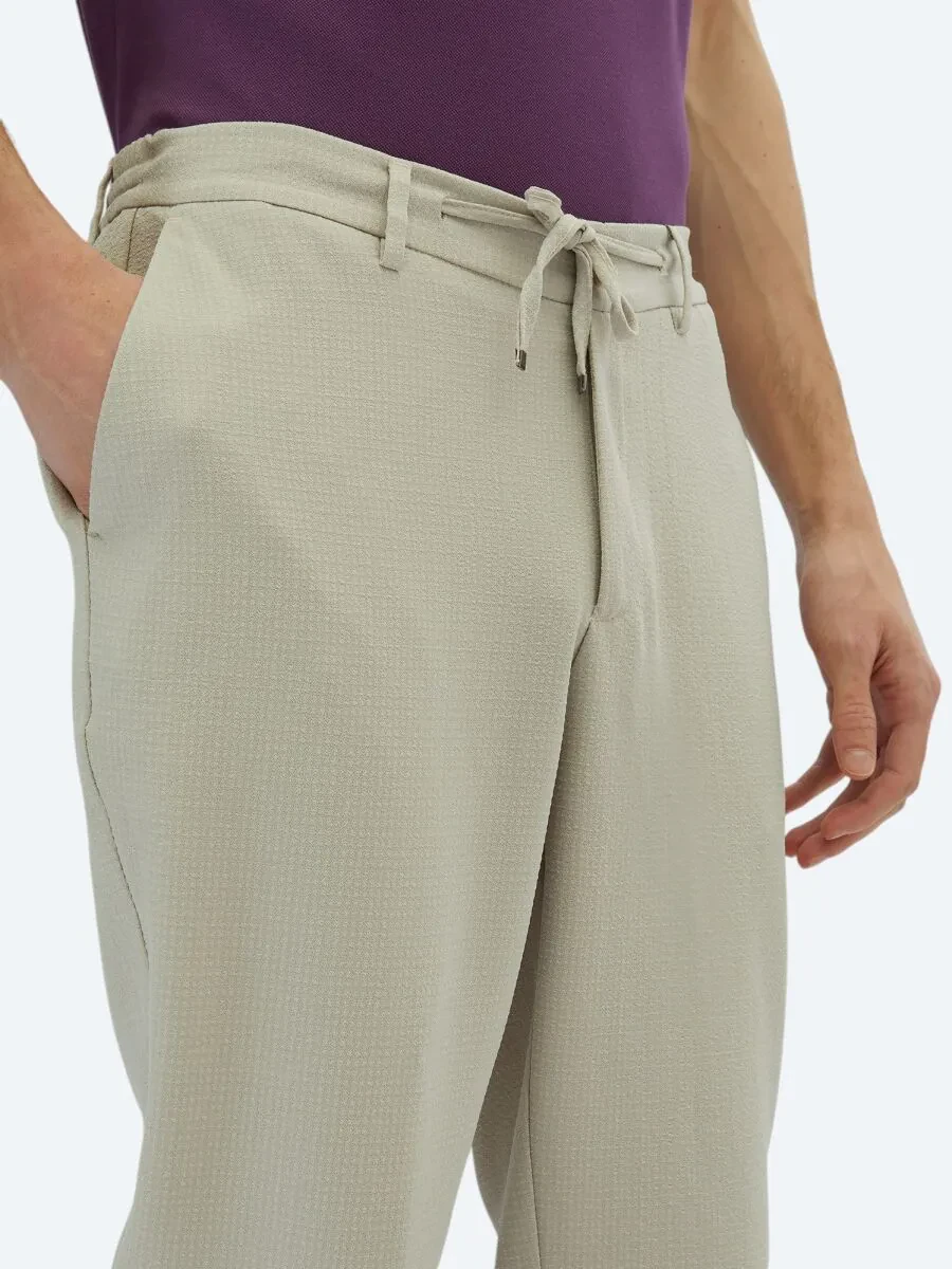 Beige Knitting Jogging Fit Casual Trousers - 3