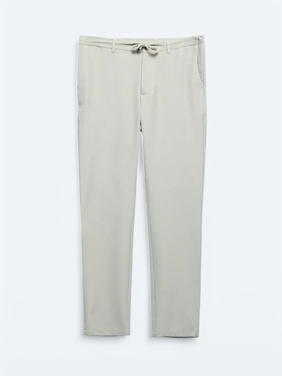 Beige Knitting Jogging Fit Casual Trousers - 5
