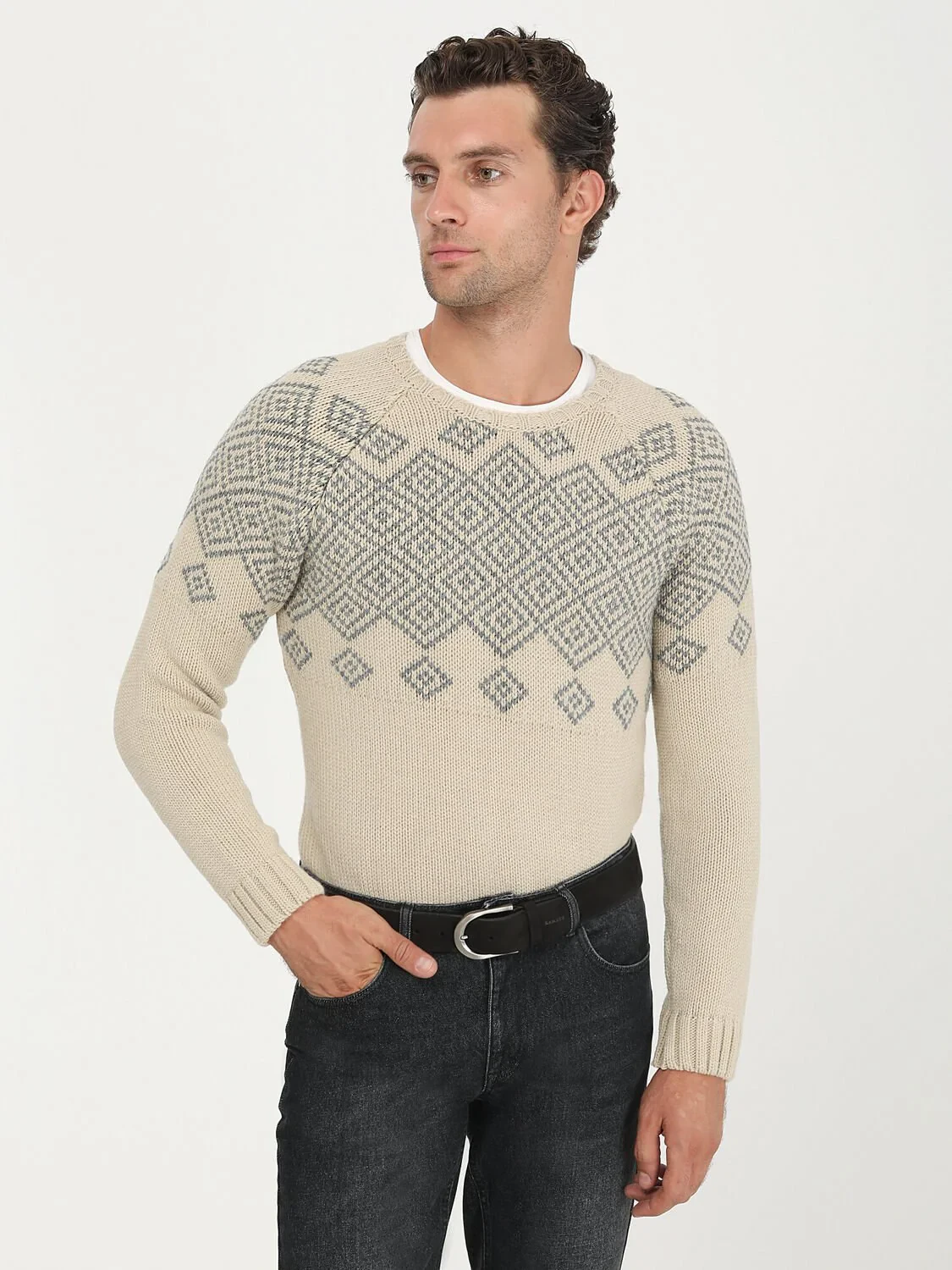 Beige Knitwear Sweatshirt - 1