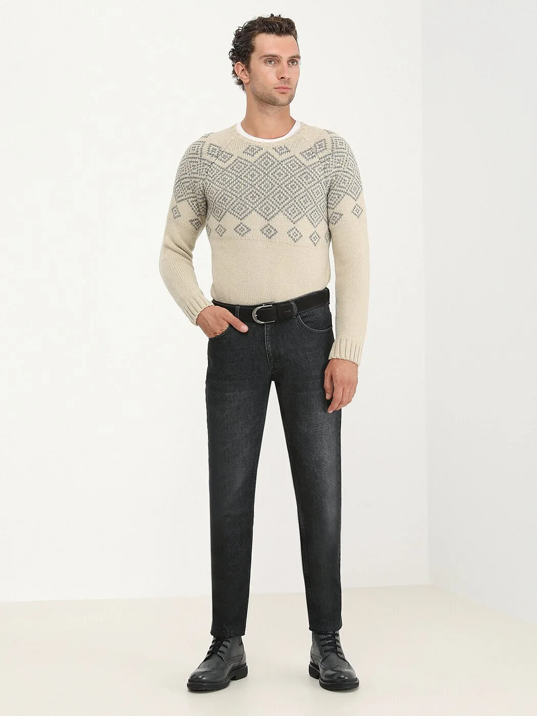 Beige Knitwear Sweatshirt - 2