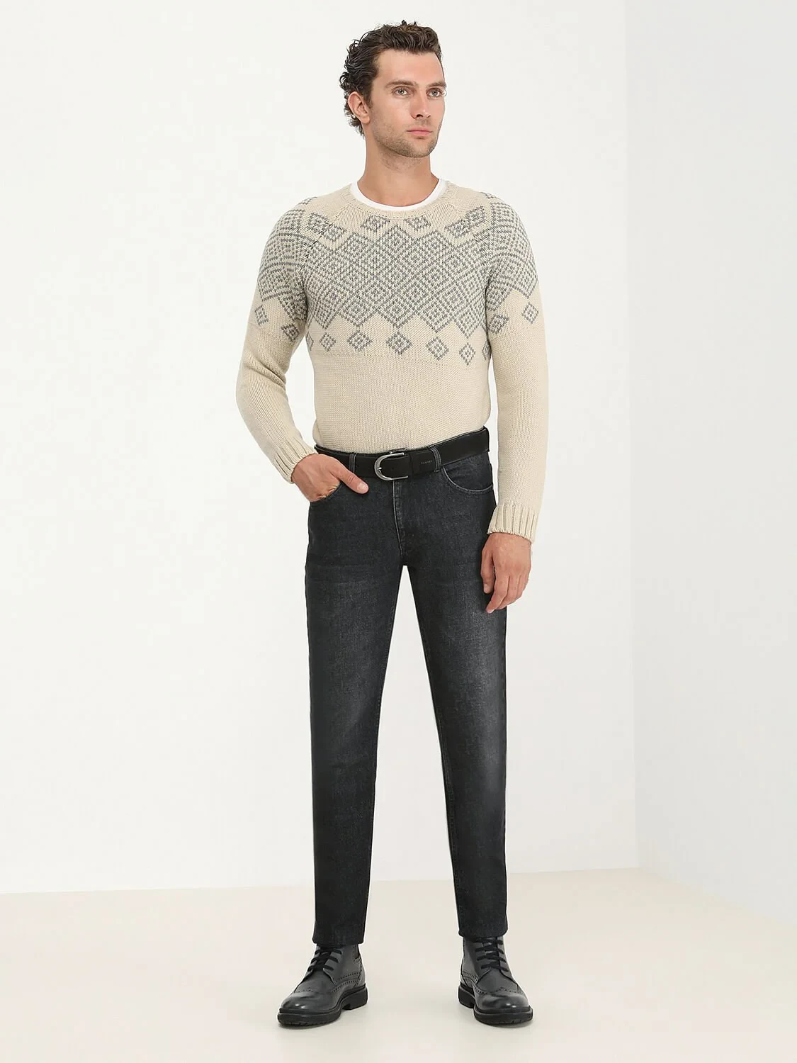 Beige Knitwear Sweatshirt - 2