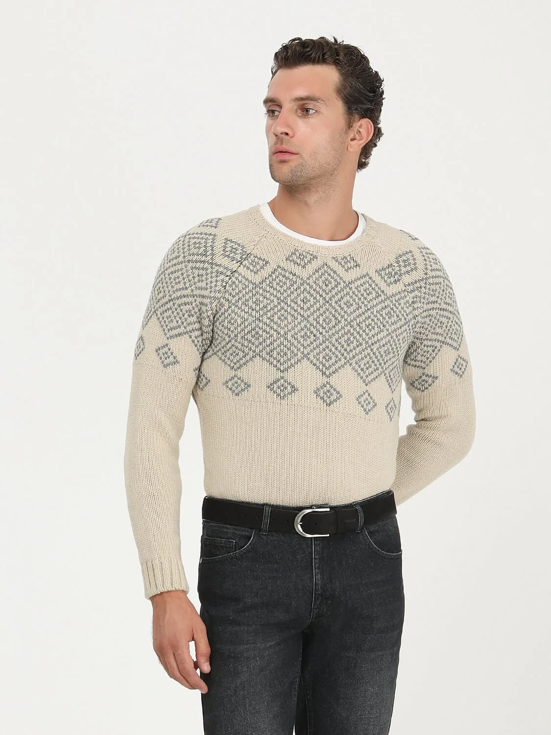 Beige Knitwear Sweatshirt - 5