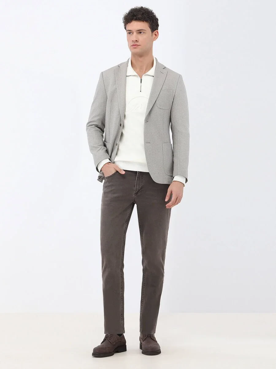 Beige Micro Slim Fit Suit - 2