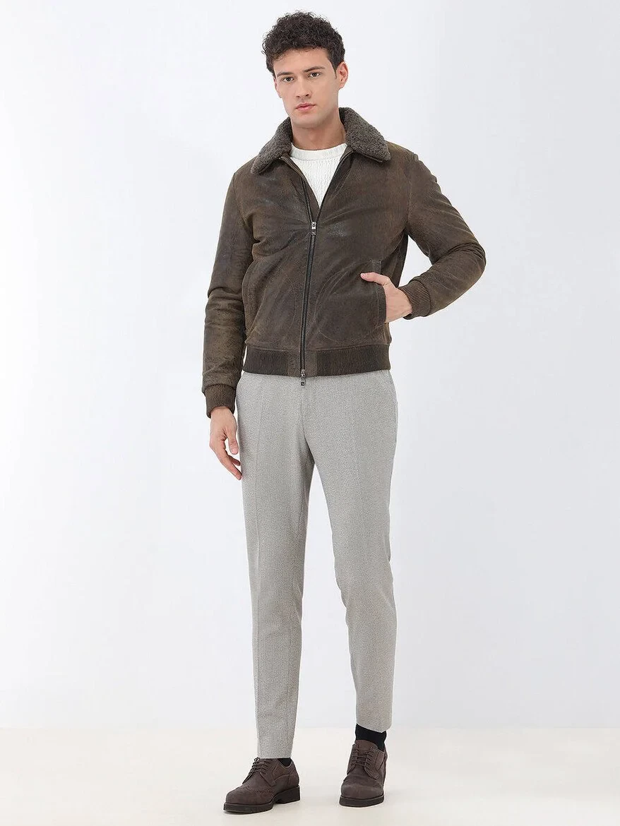 Beige Micro Slim Fit Suit - 3