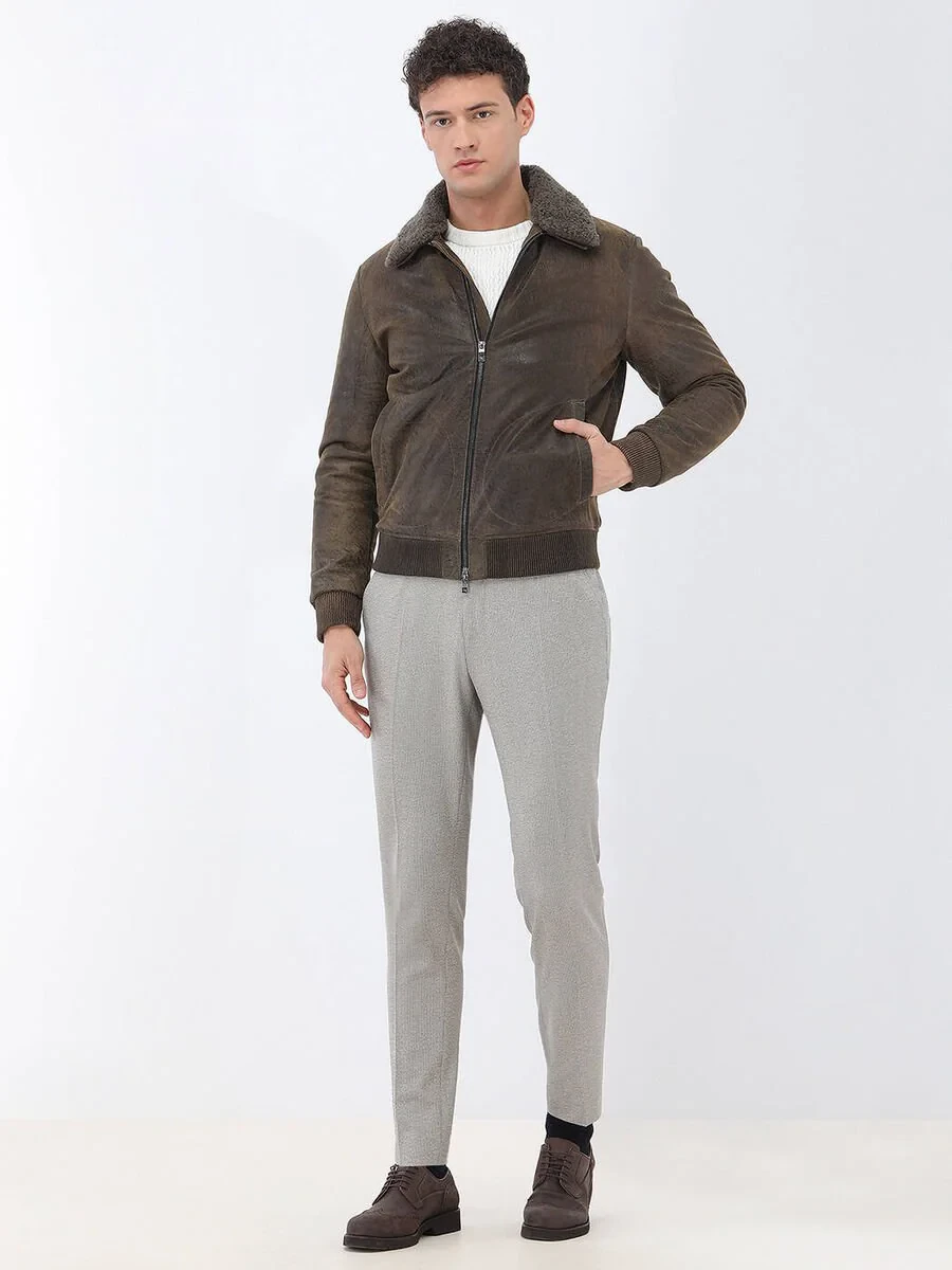 Beige Micro Slim Fit Suit - 3