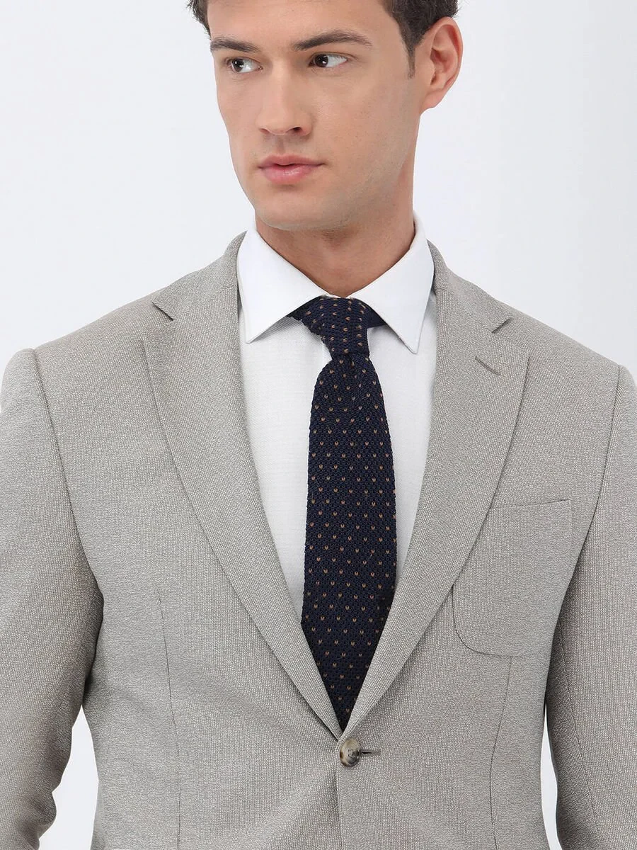 Beige Micro Slim Fit Suit - 10