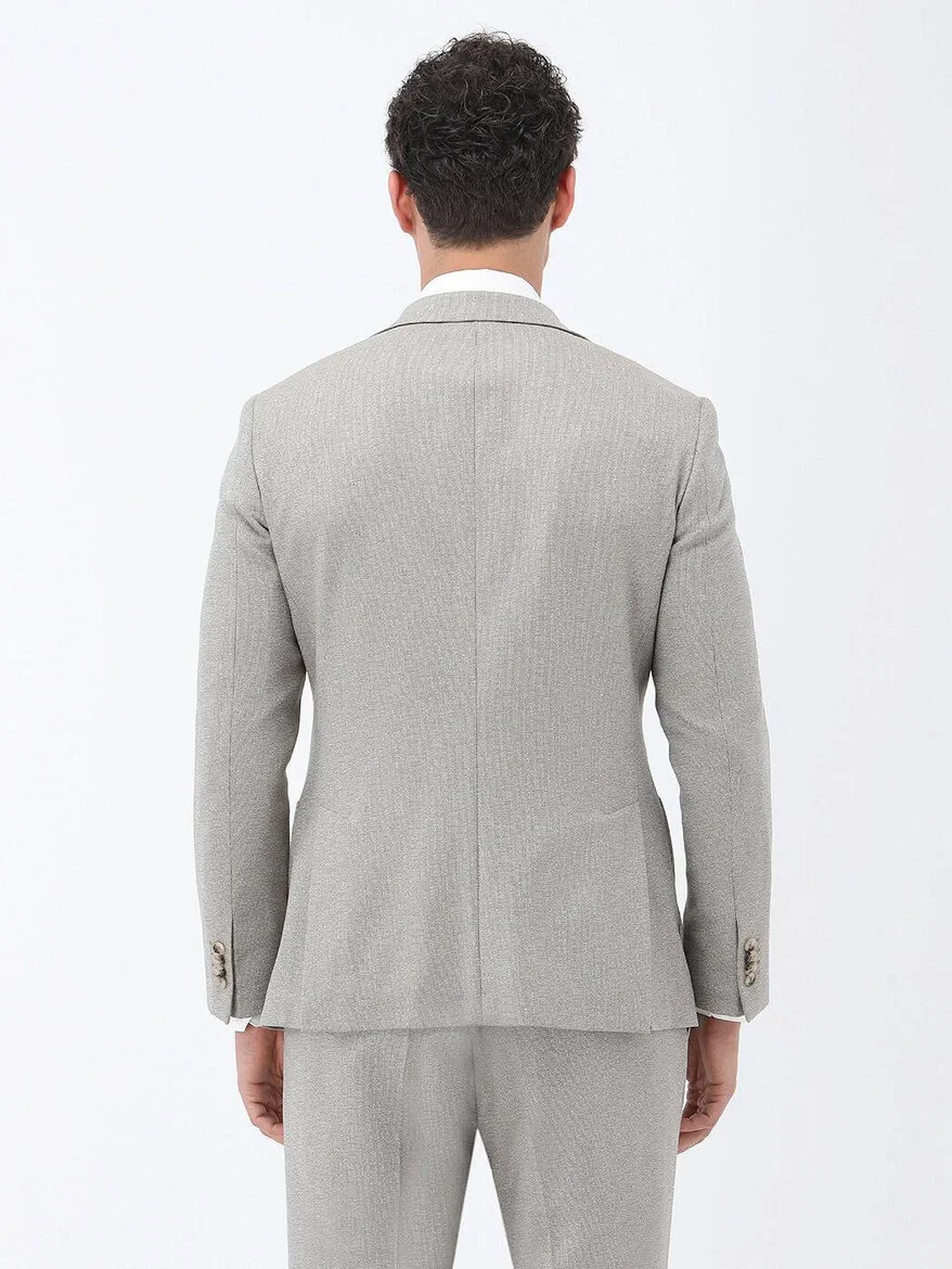 Beige Micro Slim Fit Suit - 13
