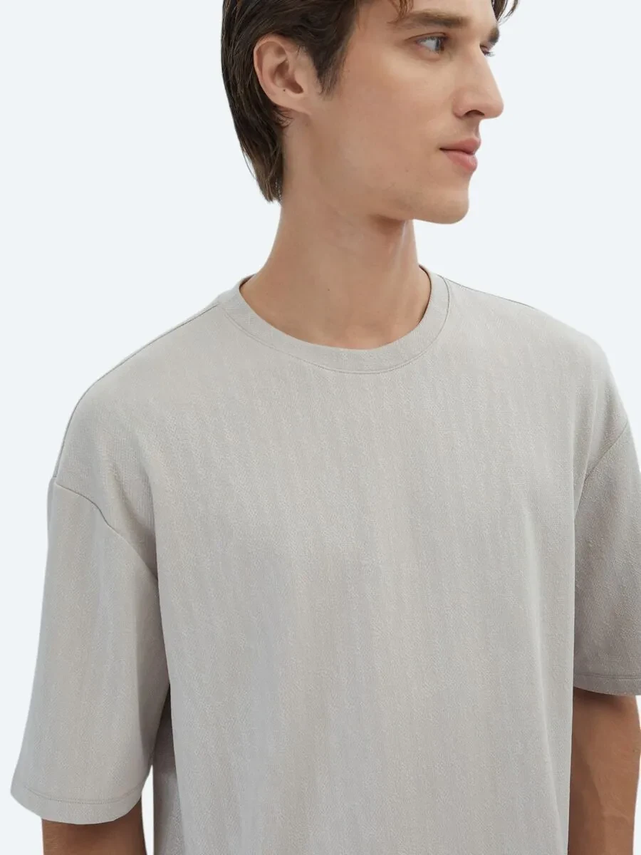 Beige Patterned Crew Neck T-Shirt - 3