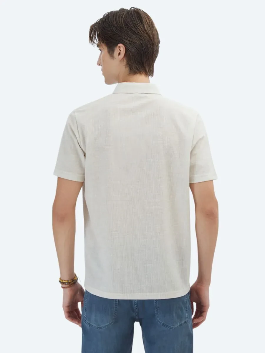 Beige Patterned Regular Fit Knitting Casual Shirt - 5