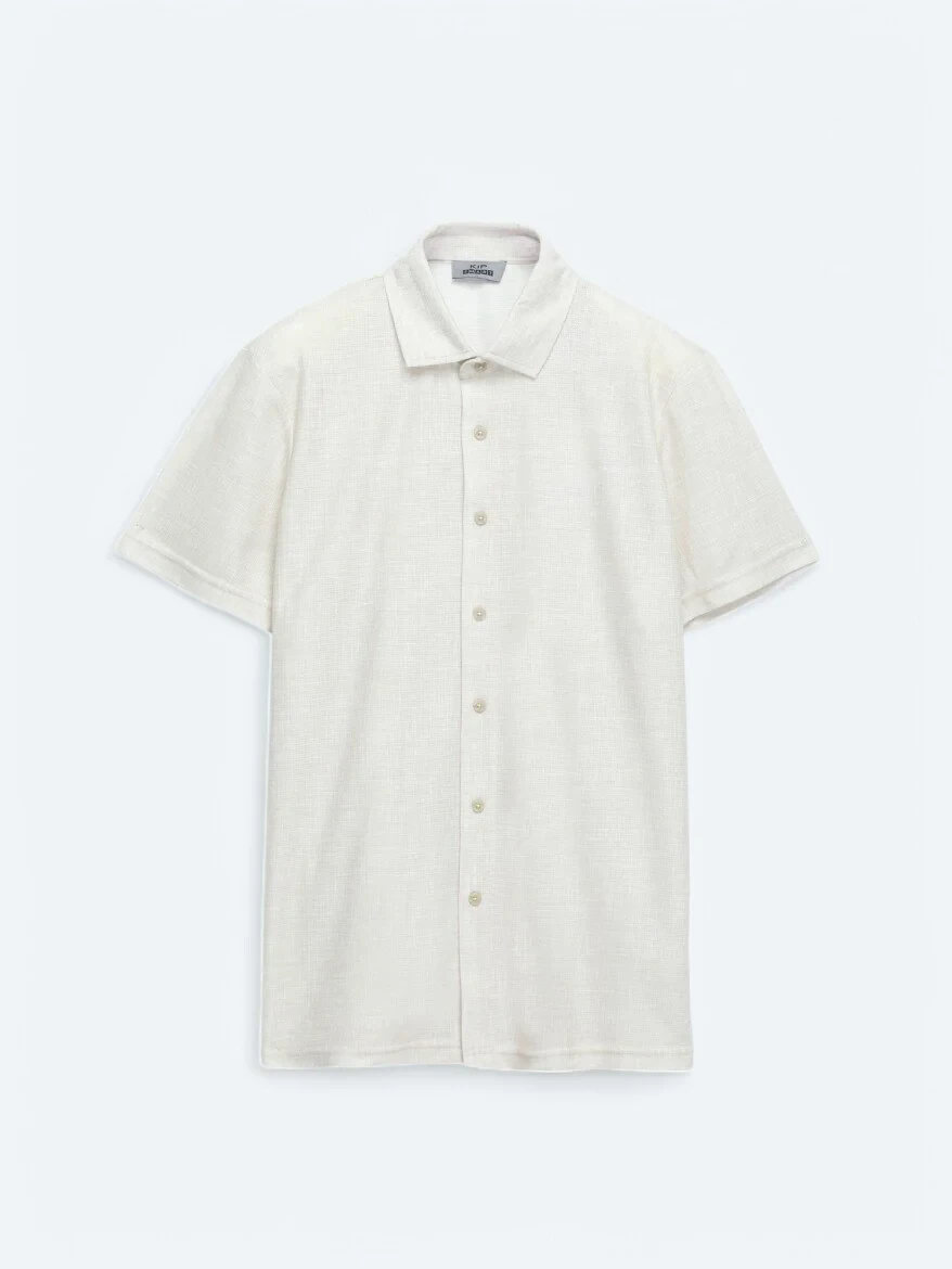 Beige Patterned Regular Fit Knitting Casual Shirt - 6