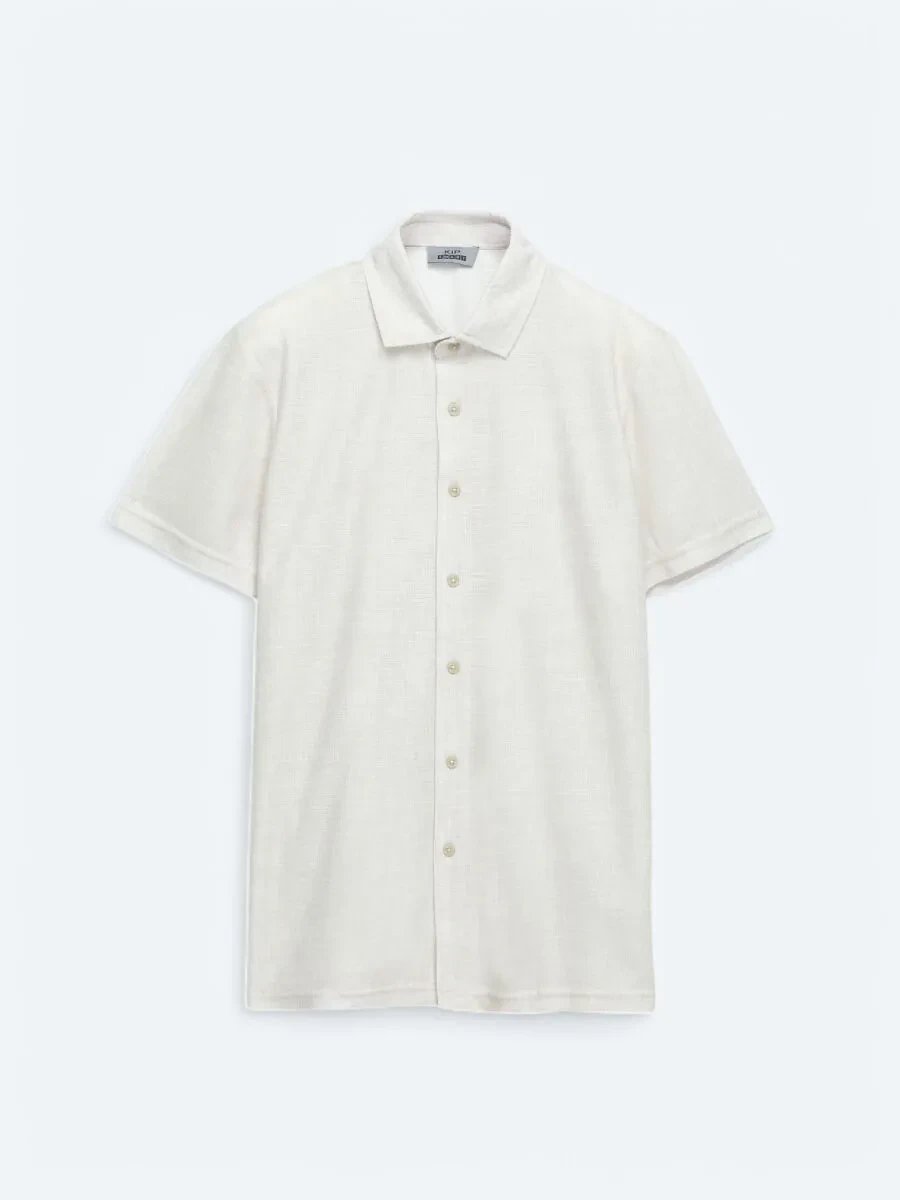 Beige Patterned Regular Fit Knitting Casual Shirt - 6