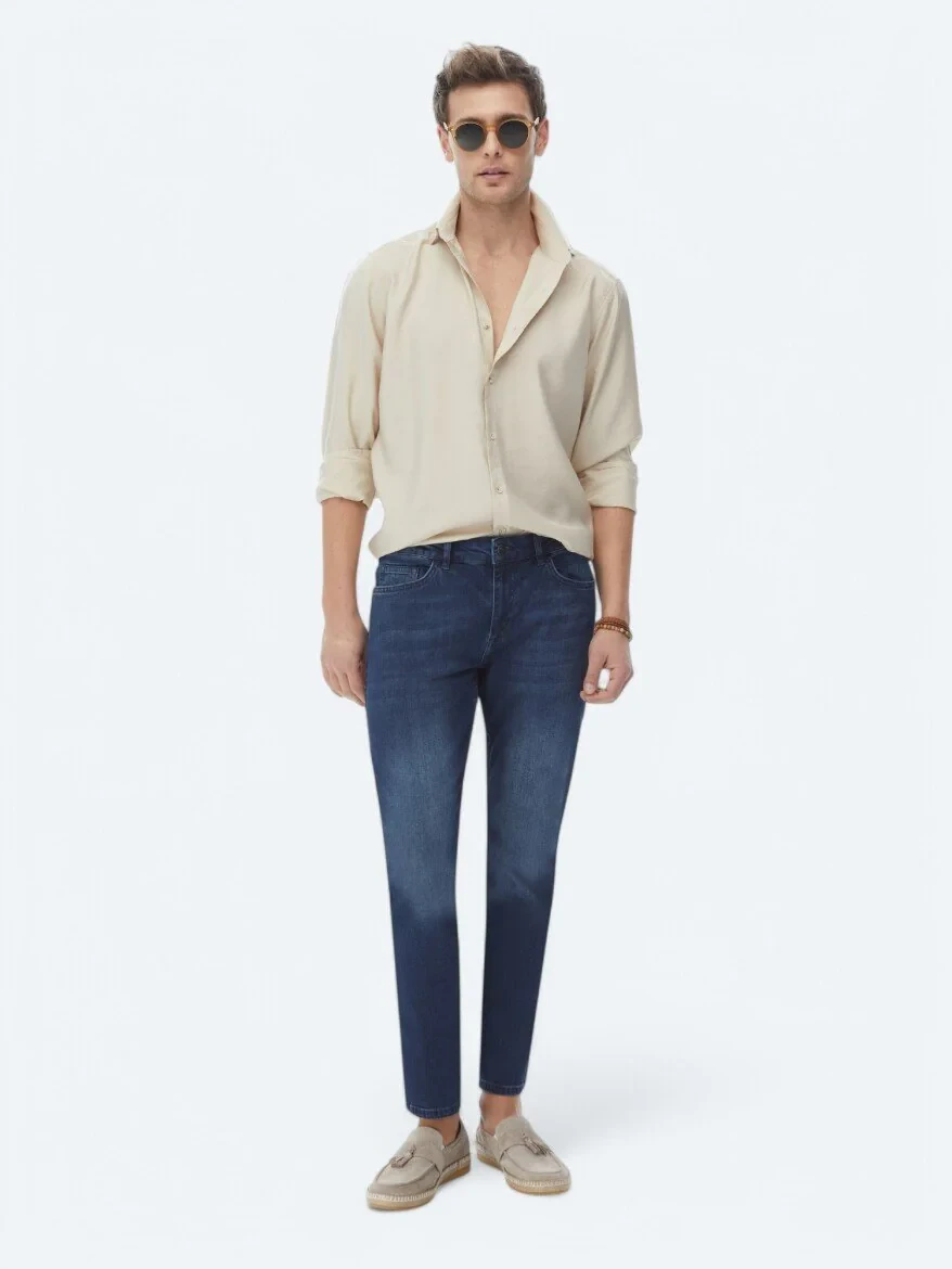 Beige Plain Regular Fit Weaving Casual Shirt - 3