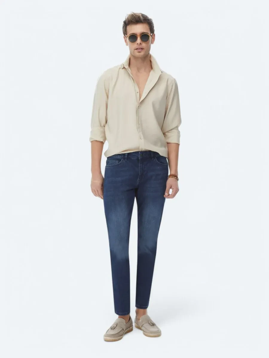 Beige Plain Regular Fit Weaving Casual Shirt - 3