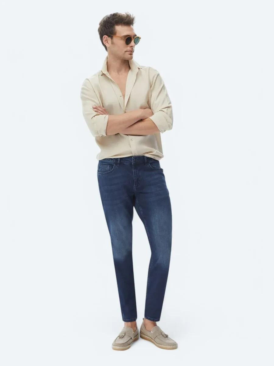 Beige Plain Regular Fit Weaving Casual Shirt - 5