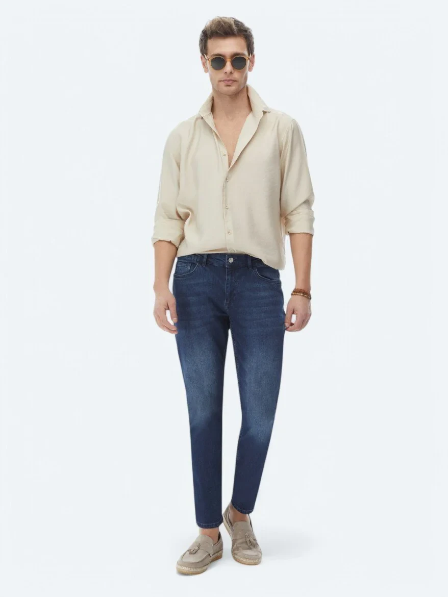 Beige Plain Regular Fit Weaving Casual Shirt - 7